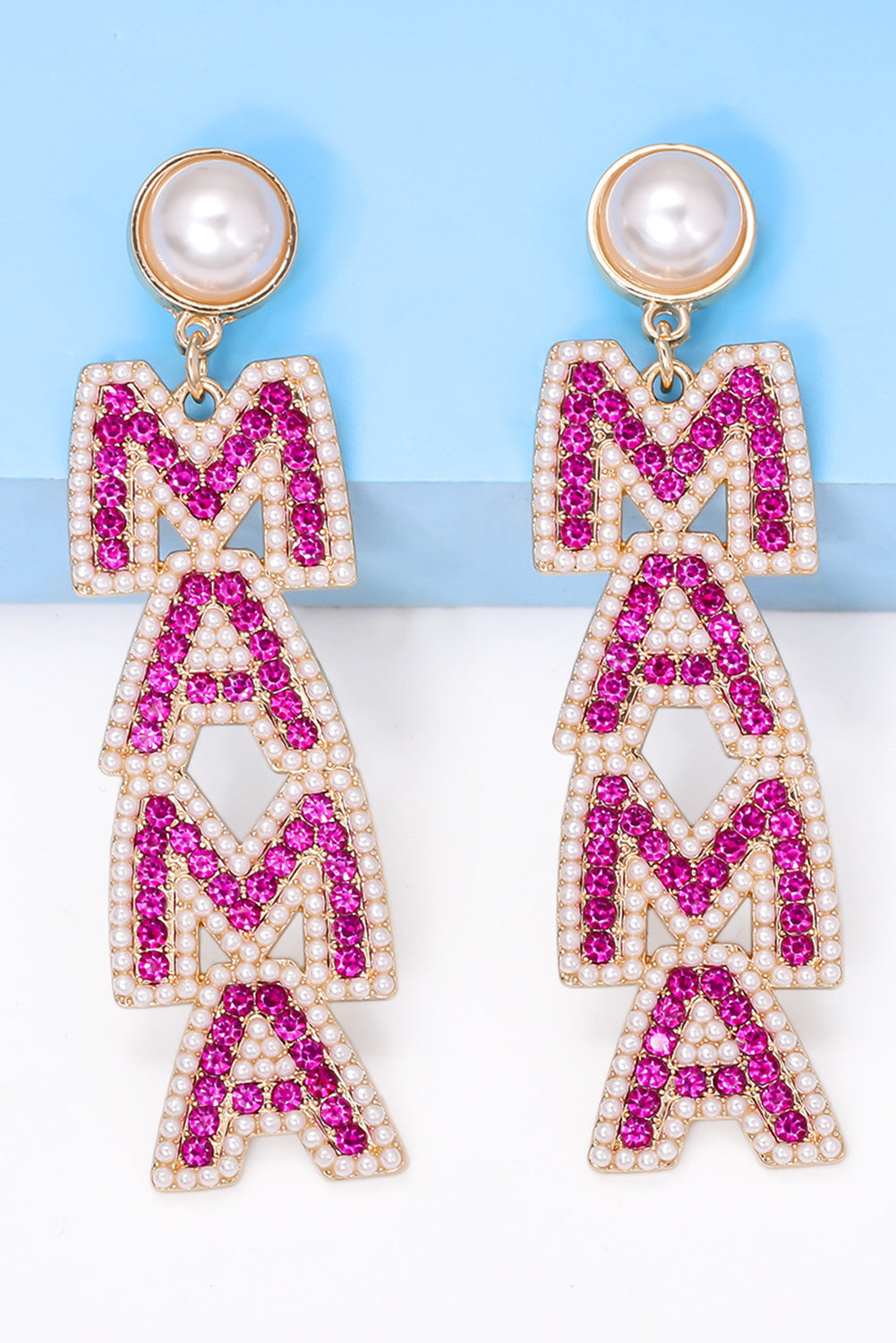 MAMA Rhinestone Pearl Earrings