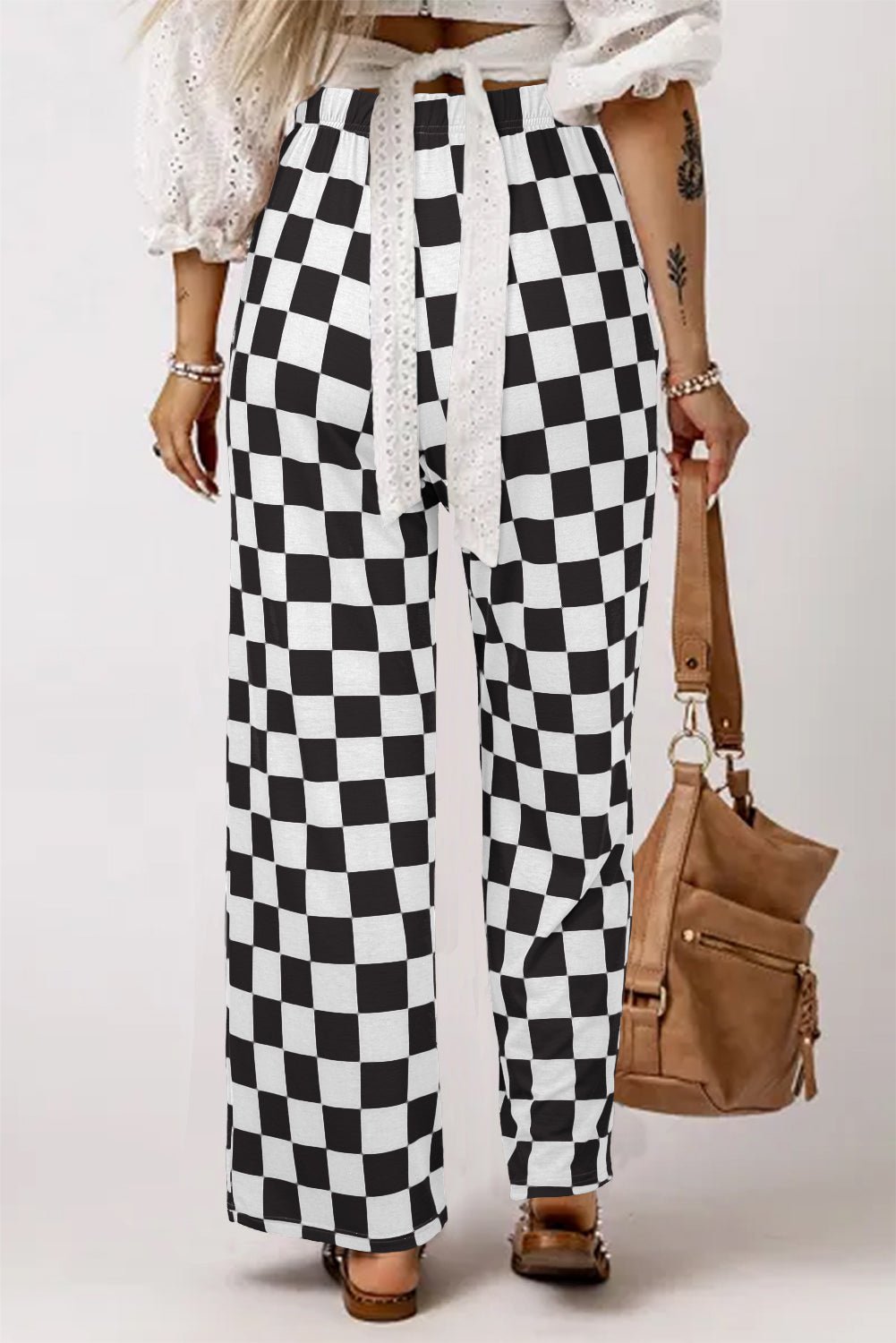 Bonbon Checker High Waist Pants