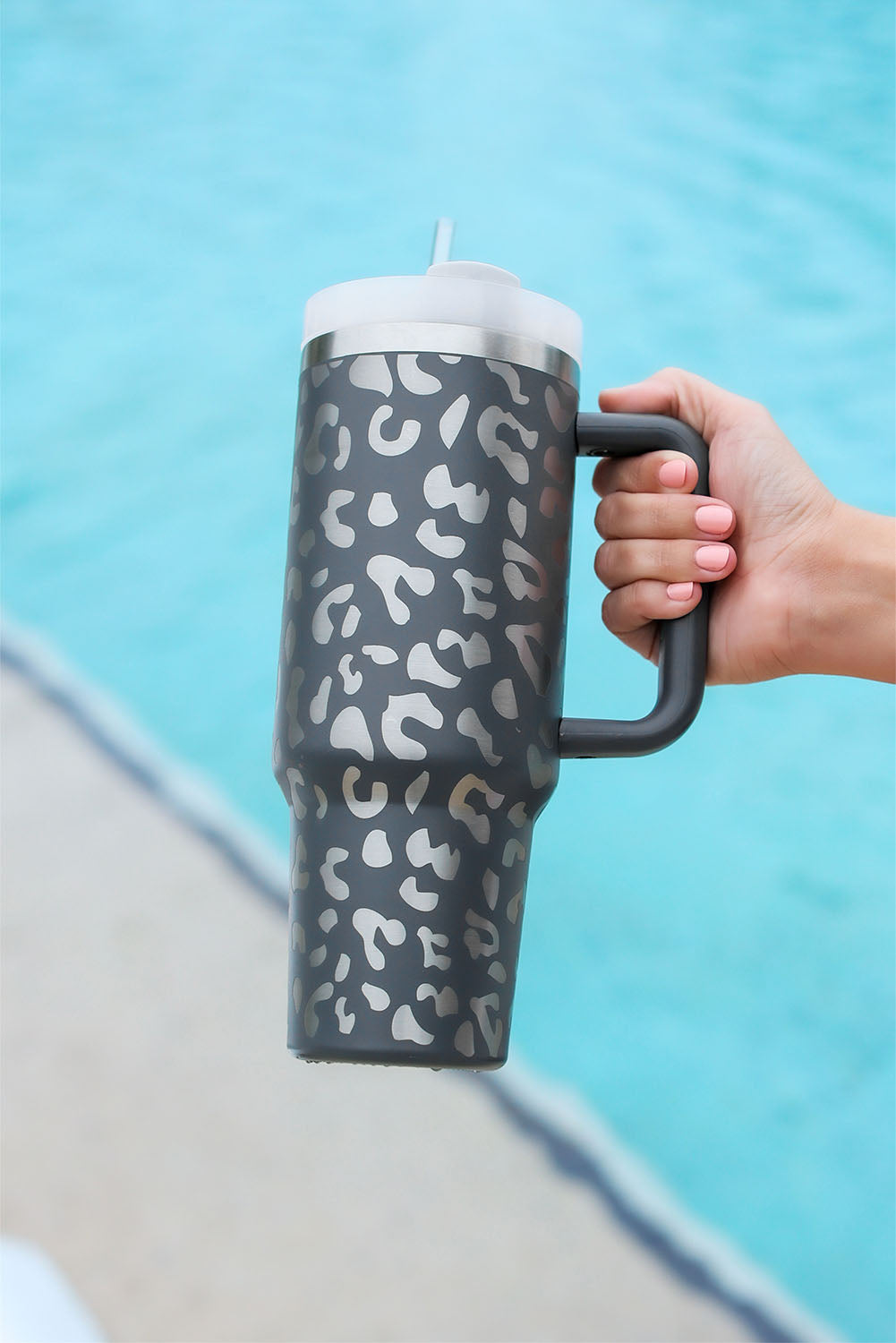 Gray Leopard Print 40oz Tumbler