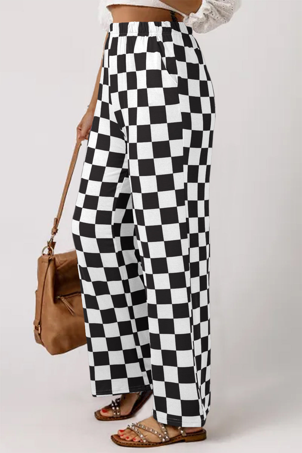 Bonbon Checker High Waist Pants