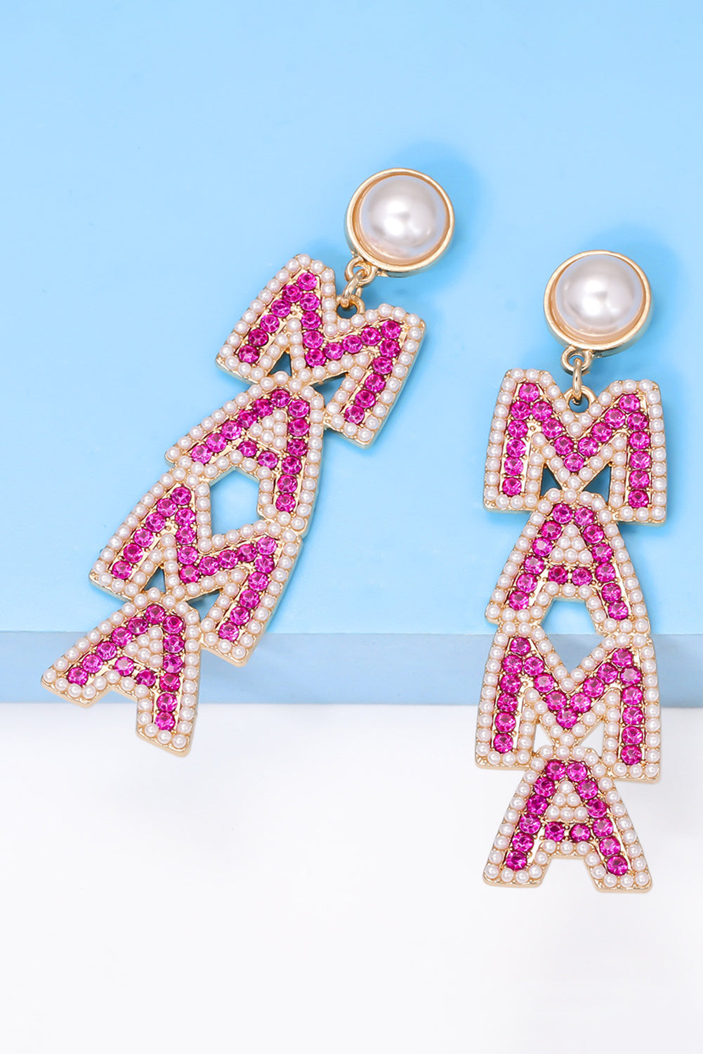 MAMA Rhinestone Pearl Earrings