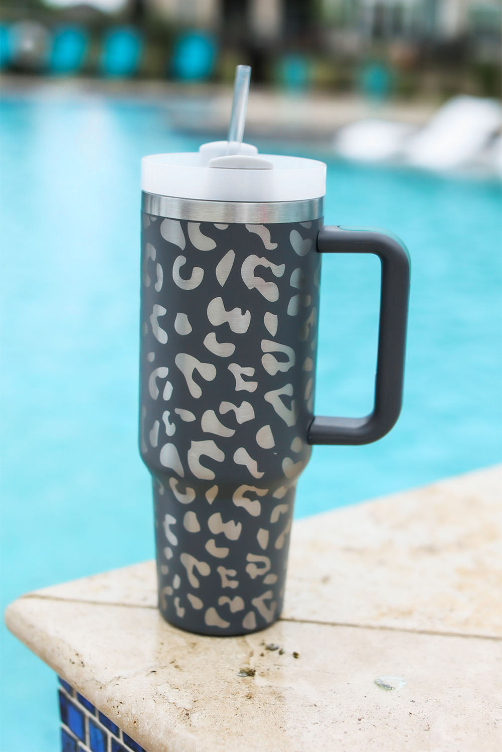 Gray Leopard Print 40oz Tumbler