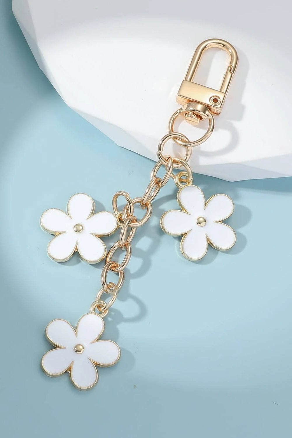 White Flower Keychain