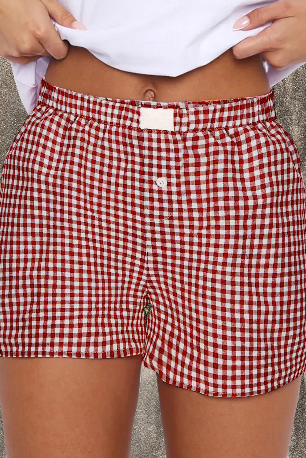 Red Plaid Gingham High Waist Shorts