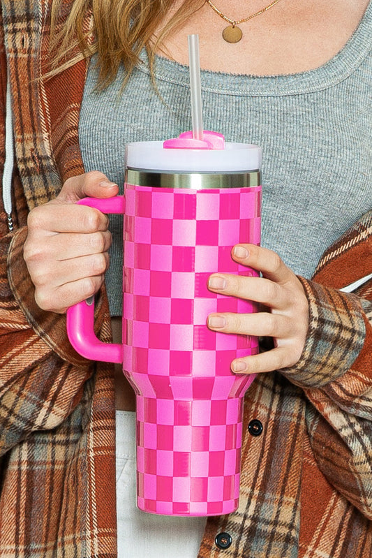 Pink Checker 40oz Tumbler Cup