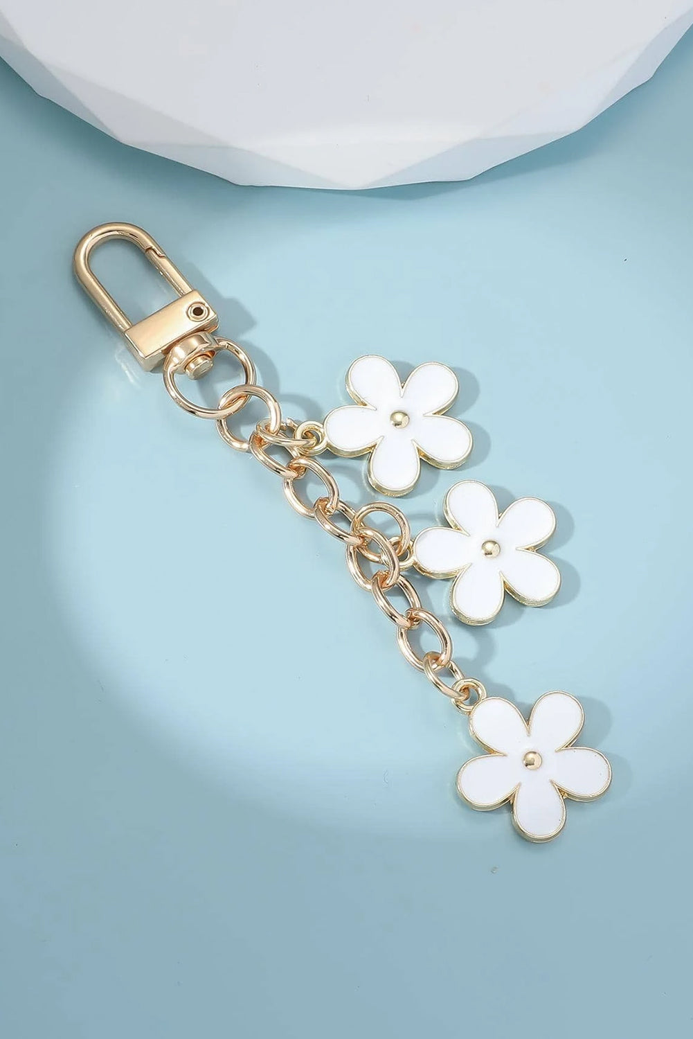 White Flower Keychain