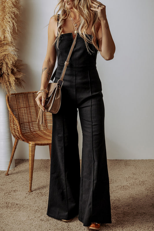 Black Seamed & Flared Jumpsuit