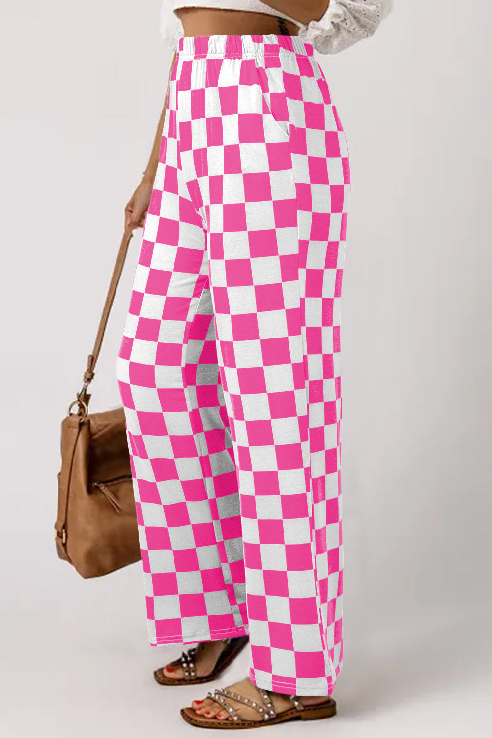 Bonbon Checker High Waist Pants