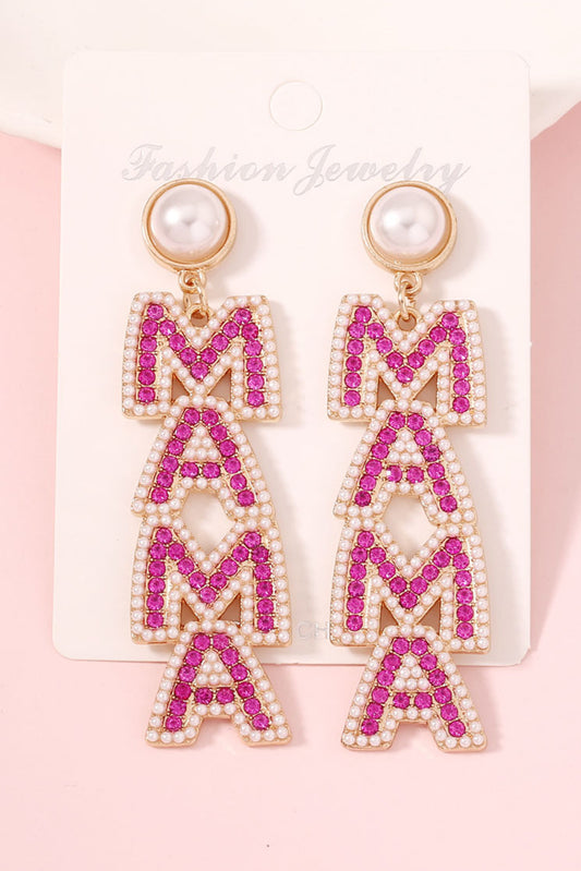 MAMA Rhinestone Pearl Earrings