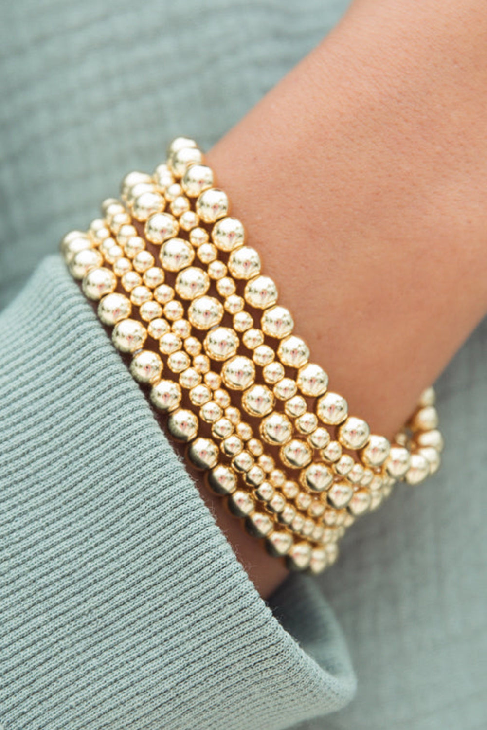 Gold Beaded 7 Piece Bracelet Set