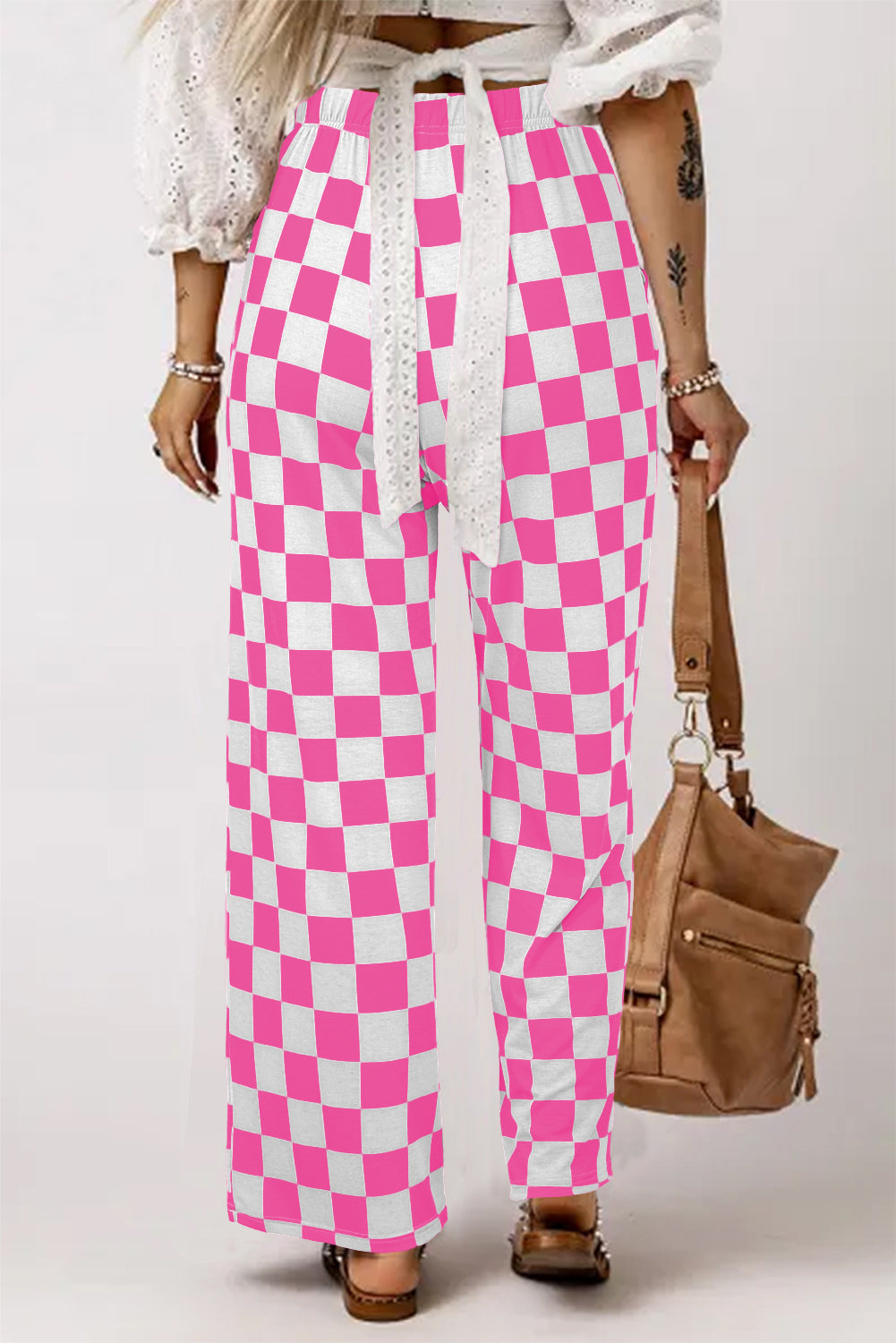 Bonbon Checker High Waist Pants