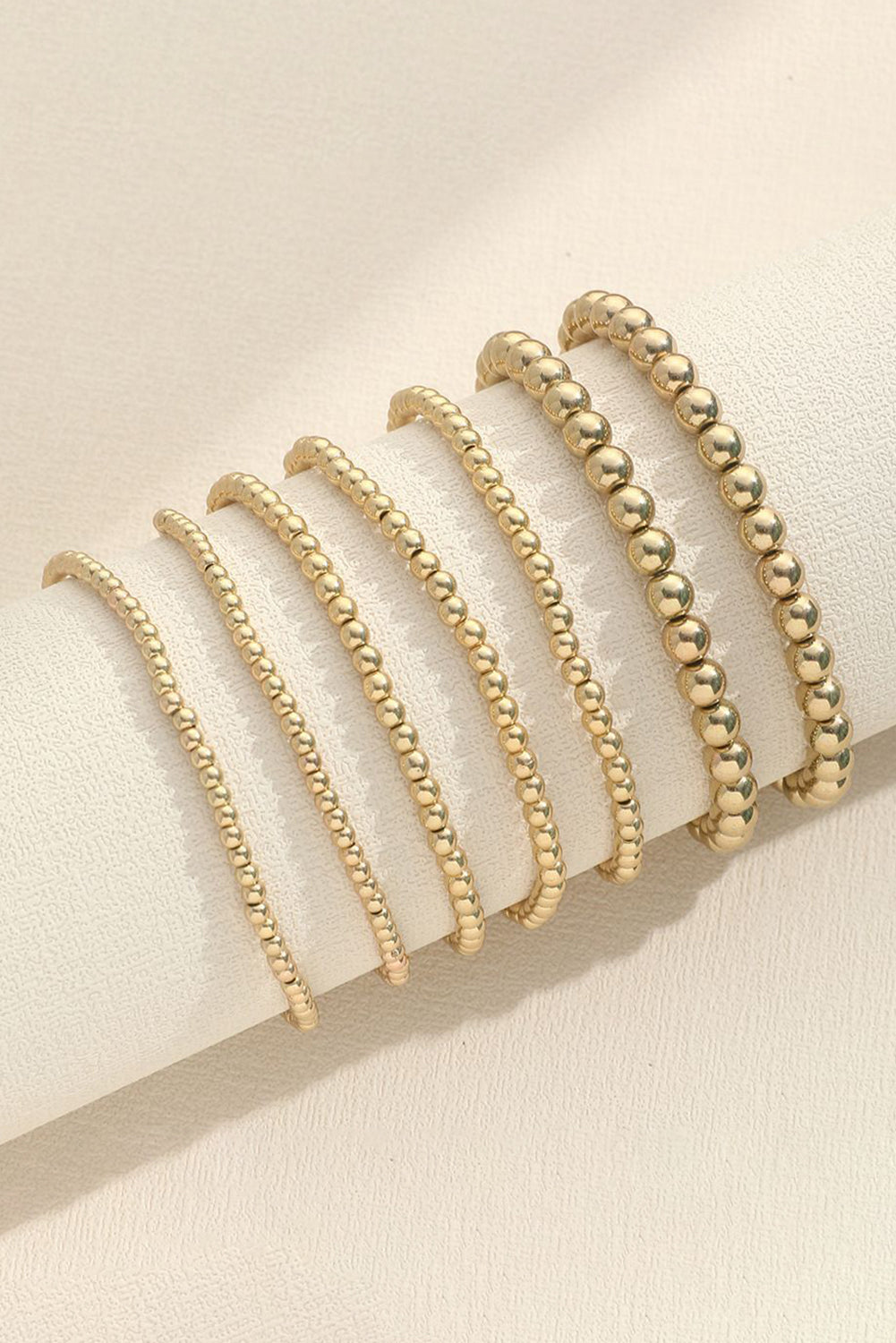 Gold Beaded 7 Piece Bracelet Set